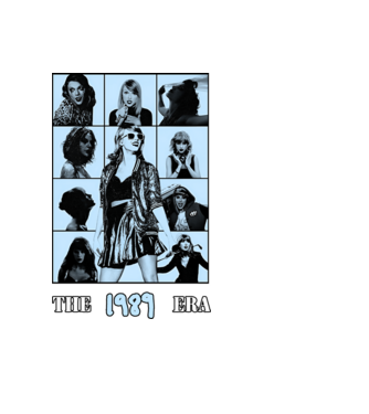 Taylor Swift ERAS blue minta fekete pólón