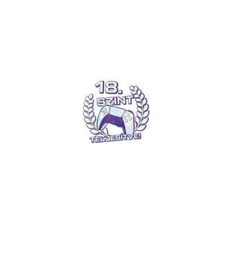 18. szint teljesítve PS5 v2 minta fekete pólón