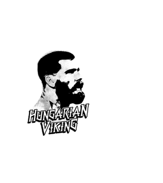 Hungarian Viking fehér minta fekete pólón