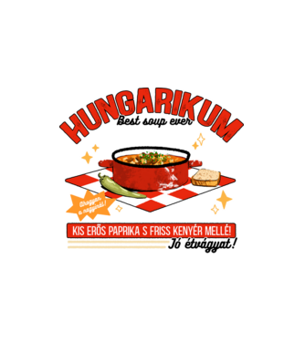 Gulyás leves Hungarikum minta fehér pólón