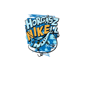 HorgászNIKEll csali minta fehér pólón