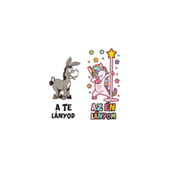 Unikornis Az én lányom vs a te lányod minta fekete pólón