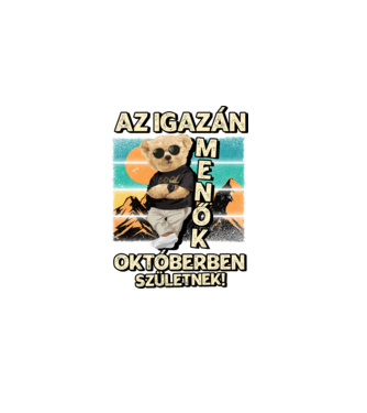 Retro Menő Mackó szülinapos OKTÓBER minta fekete pólón