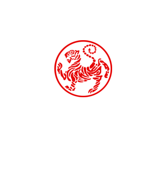 shotokan-tiger-in-circle-1color minta fekete pólón
