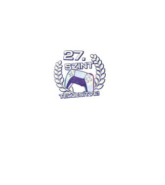 27. szint teljesítve PS5 v2 minta fekete pólón