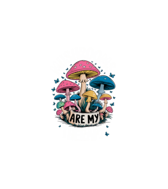 Mushrooms are my therapy fekete alap minta fehér pólón