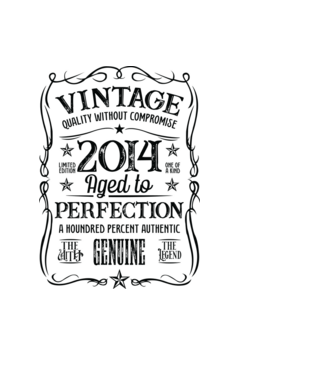 Vintage perfection világos alap 10 2014 minta fekete pólón