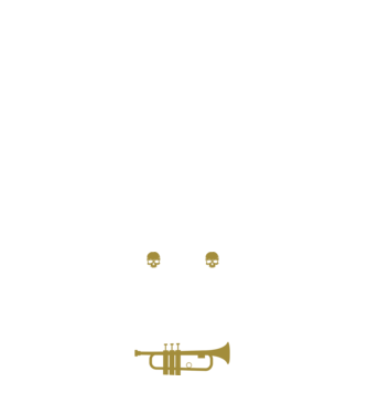 I play heavy metal trumpet minta sötétkék pólón