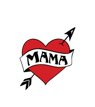 Mama retro szív minta fehér pólón
