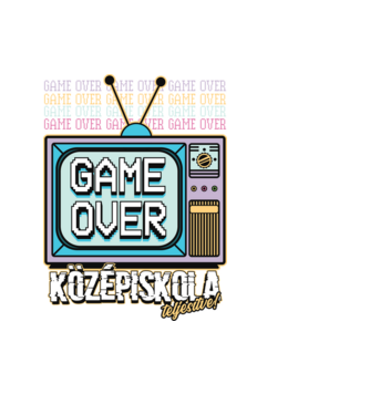 Retro ballagás középiskola teljesítve minta fekete pólón