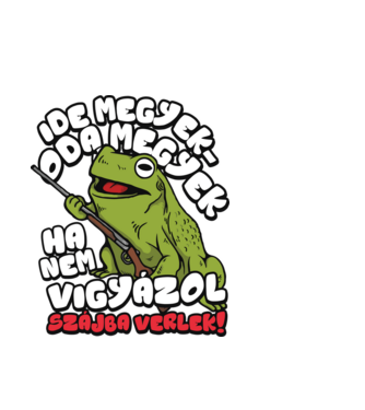 BéAgresszív béka minta fehér pólón