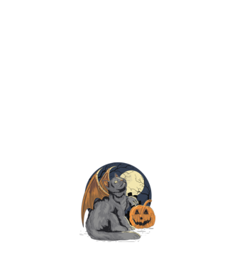 Halloween cica minta sötétkék pólón
