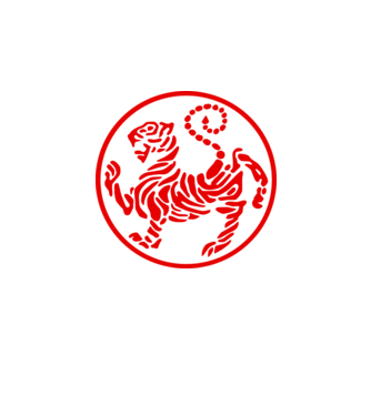 shotokan-tiger-in-circle-1color minta fekete pólón