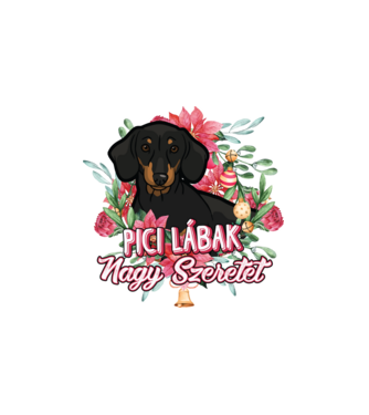 Xmas floral doggo Tacskó minta fehér pólón