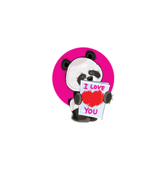 panda szerelem minta fekete pólón