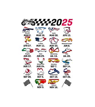 MOTOGP 25 CALENDAR fehér alapra minta fehér pólón