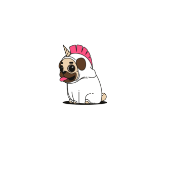 Pug Unicorn minta szürke pólón