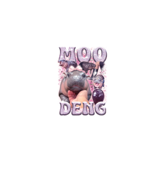 MOO DENG baby hippo minta fekete pólón