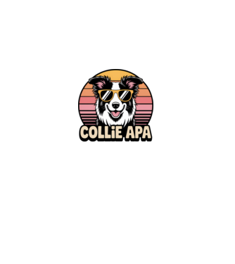 Collie Apa minta fehér pólón