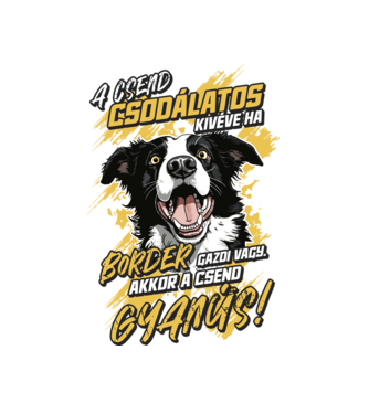 Border Collie Gyanús csend minta fehér pólón
