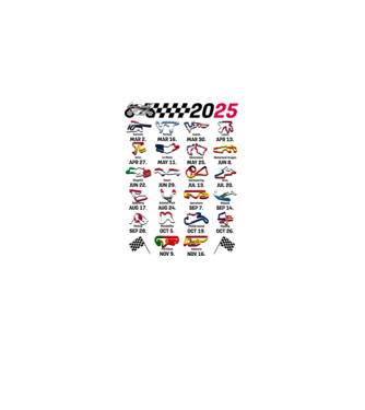 MOTOGP 25 CALENDAR fehér alapra minta világos rózsaszín pólón