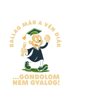 Ballag már a vén diák - gondolom nem gyalog minta fekete pólón