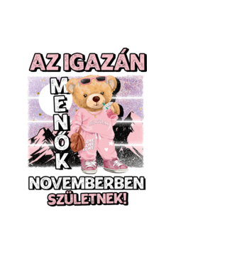 Menő maci csajos NOVEMBER minta fekete pólón
