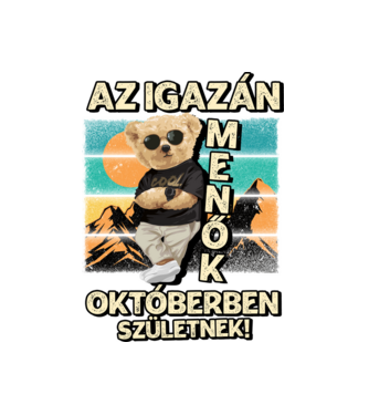 Retro Menő Mackó szülinapos OKTÓBER minta fehér pólón