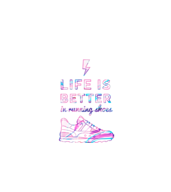 Life is better running shoes HOLO minta fekete pólón