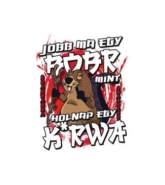 Jobb ma egy Bóbr minta fehér pólón