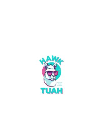 Hawk tuah láma retro neon minta fehér pólón