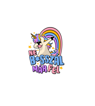 Ne bsszál fel unikornis minta fekete pólón
