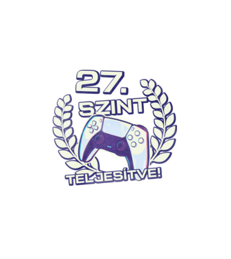 27. szint teljesítve PS5 v2 minta fehér pólón