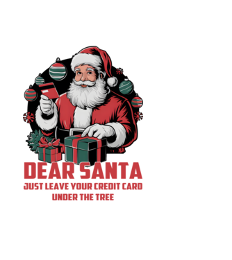 Dear Santa Just leave your credit card under the tree angol minta fekete pólón