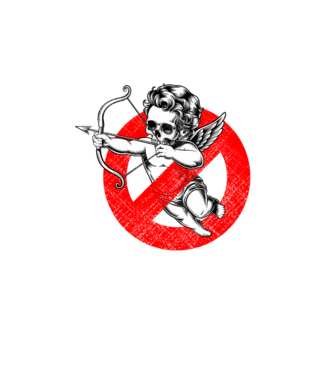 Anti Valentines Club fehér minta fekete pólón