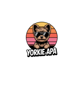 Yorkie Apa minta világos rózsaszín pólón
