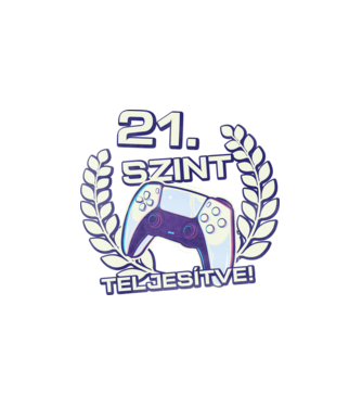 21. szint teljesítve PS5 v2 minta fehér pólón