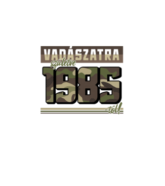Vadászatra születve 1985-től! minta fekete pólón
