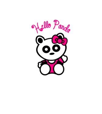 Hello Panda minta fehér pólón