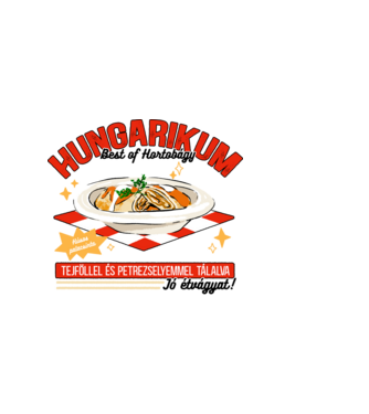 Hortobágyi palacsinta Hungarikum minta sötétkék pólón