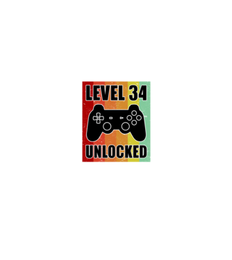 level 34 unlocked retro gamer minta fekete pólón