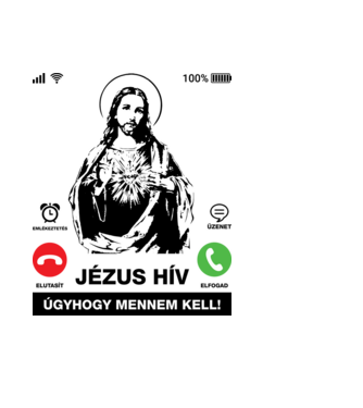 Jézus hív, mennem kell minta világoskék pólón