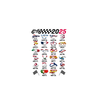MOTOGP 25 CALENDAR fehér alapra minta világos rózsaszín pólón