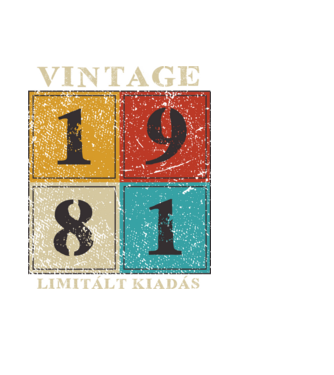 vintage_1981_limitált_világos minta fekete pólón