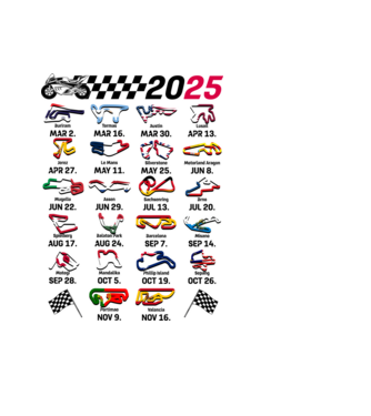 MOTOGP 25 CALENDAR fehér alapra minta fekete pólón