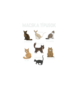macska típusok fehér minta fehér pólón