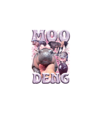 MOO DENG baby hippo minta fehér pólón