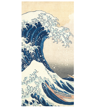 tsunami by hokusai minta fehér pólón