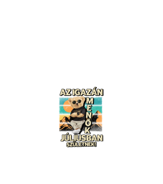 Retro Menő Mackó szülinapos JÚLIUS minta fehér pólón