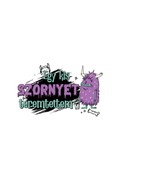 Szörnyet teremtettem páros minta fekete pólón